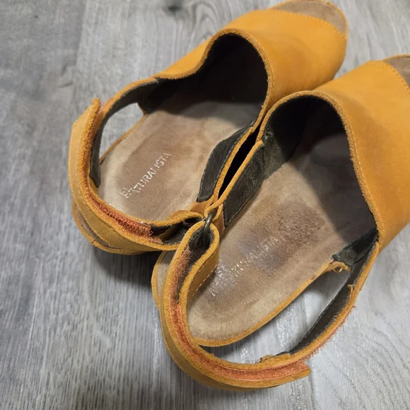 El Naturalista Mustard Leather Slingback Platform Comfort Sandals Boho - Picture 5 of 12